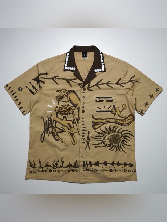 Cactus Jack Other - Cactus Jack Travis Scott Painter Buttonup Short Sleeve Shirt Mens Large Brown